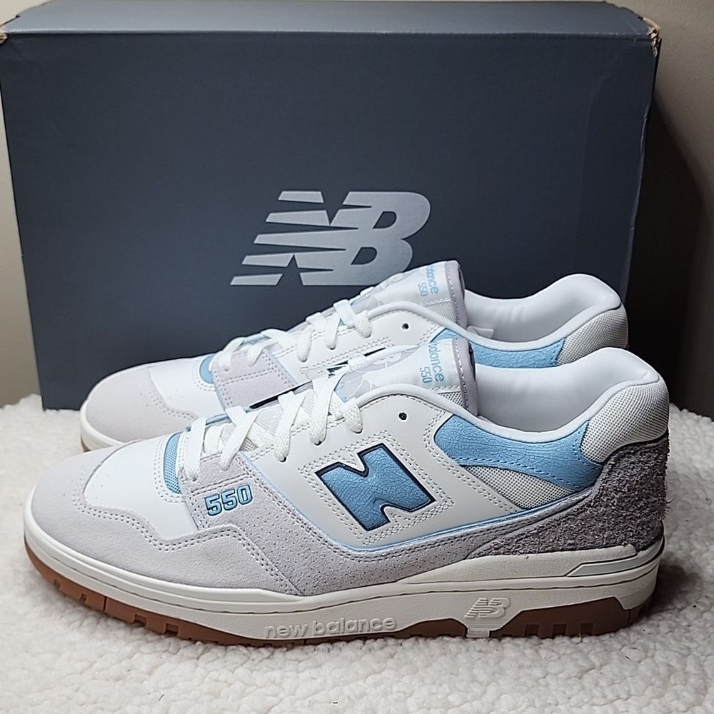NWT New Balance 550 Grey/White/Blue Size Mens 13 Women's 14.5 - Picture 4 of 8